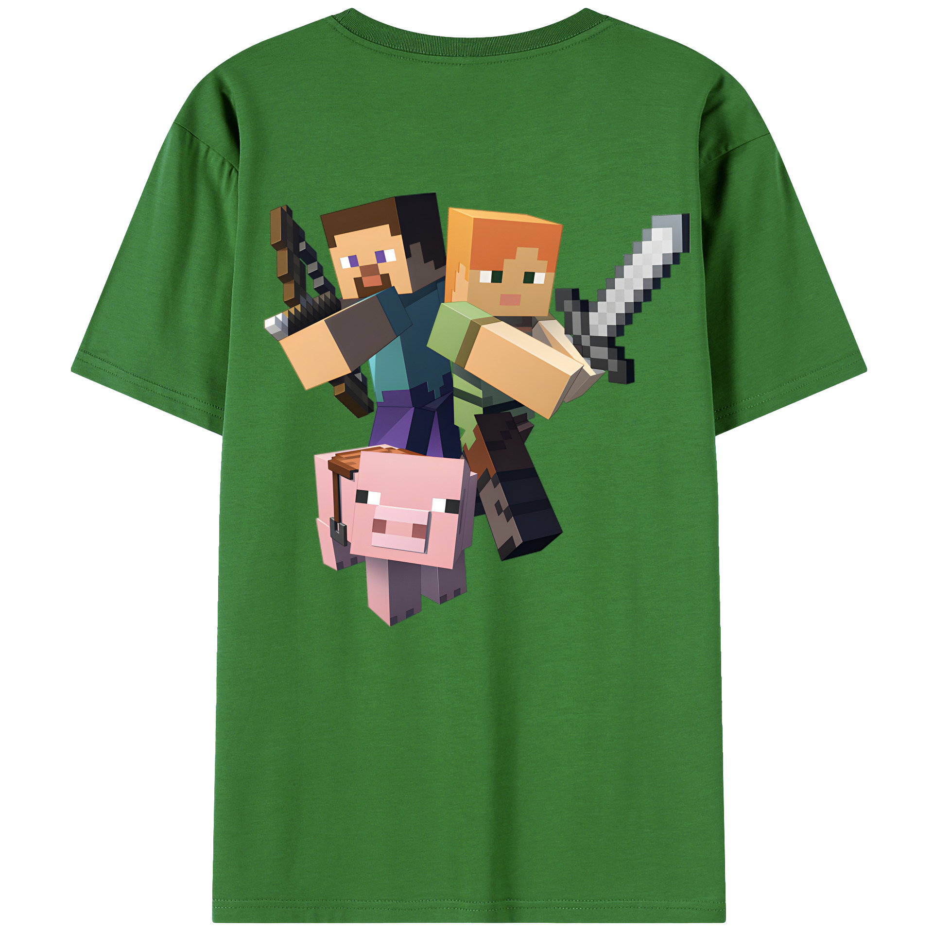 （画像用） マインクラフト ブロックの世界 Minecraft MC Block world レディース半袖Tシャツ(バックプリント)
